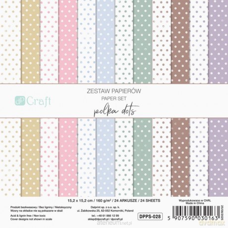 Zestaw papierów polka dots 15,2x15,2cm 24 kartki