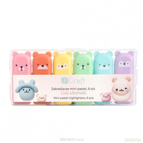 Zakreślacze mini pastel cute animals 6szt