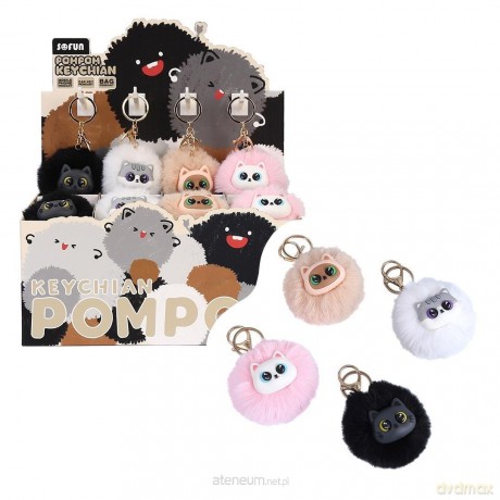 Brelok Kotek z pomponem mix