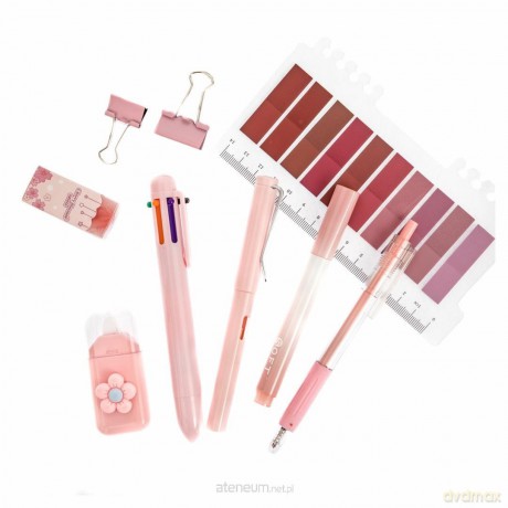 Zestaw szkolno biurowy pastel pink 9el