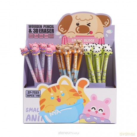 Ołówek okrągły HB z gumką Small Animals (36szt)