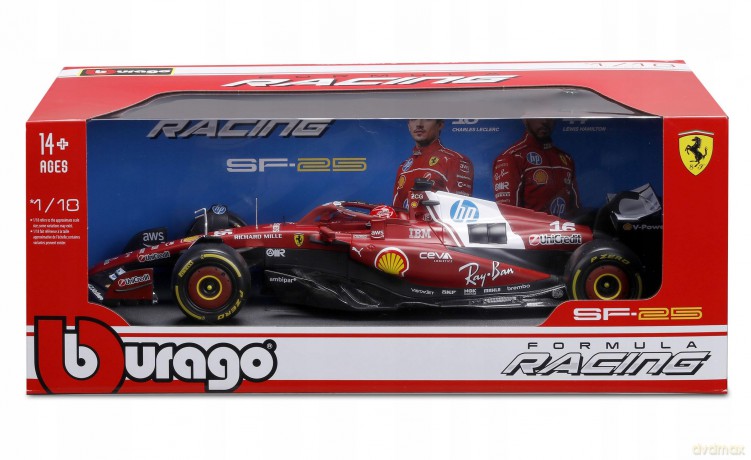 Bburago Model 1:18 BOLID F1 Ferrari SF-25 2025 Charles Leclerc 18-16816