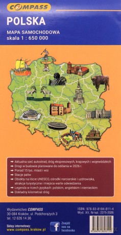 Polska - mapa samochodowa w.2026 1:650 000