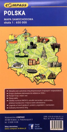 Polska - mapa samochodowa w.2026 1:650 000