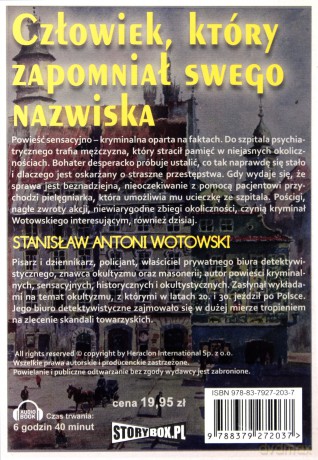 Człowiek, który zpomniał swego nazwiska - Stanisław Antoni Wotowski [AUDIOBOOK] [CD-MP3]