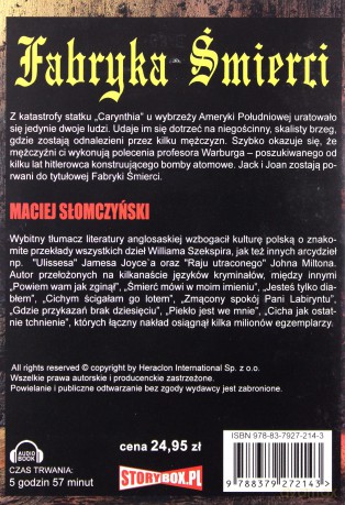 Fabryka śmierci - Maciej Słomczyński [AUDIOBOOK] [CD-MP3]