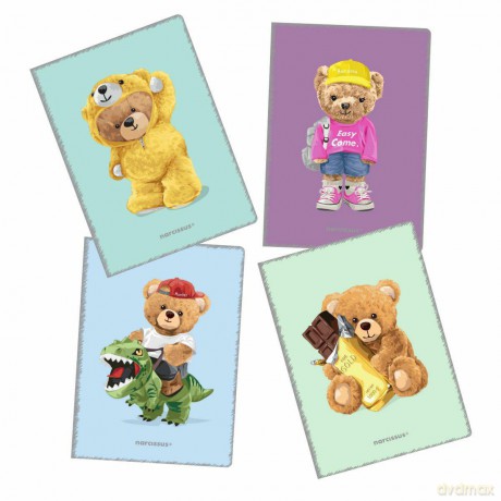 Zeszyt A4 32k. Linia cienka kolorowa PP Teddies 1szt. mix