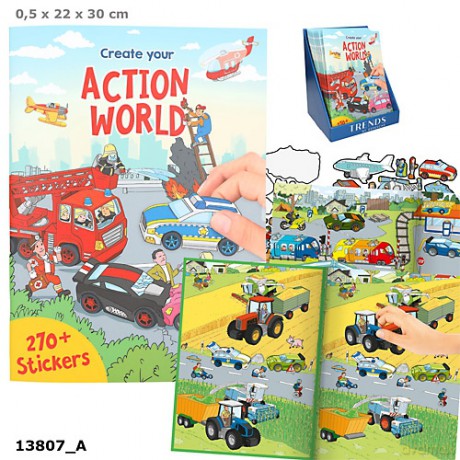 Zestaw kreatywny z naklejkami Action World 13807A [KSIĄŻKA]