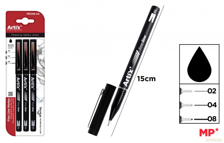 Marker precyzyjny kaligraficzny czarny 3szt.blister