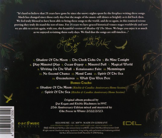 Blackmore's Night: Shadow Of The Moon (25th Anniversary) [CD]