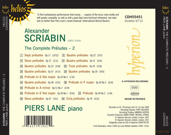 Piers Lane: Scriabin:Complte Preldes Vol. 2 [CD]