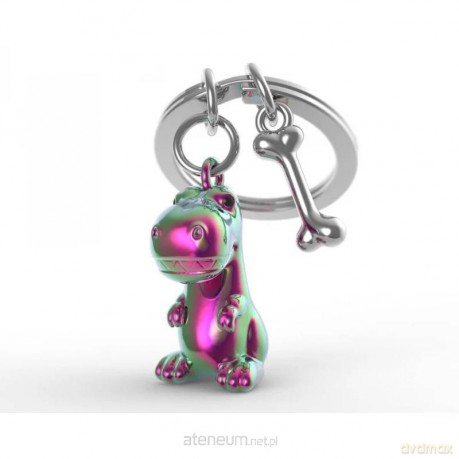 Brelok do kluczy 3D dinozaur t-rex z kością kolor.