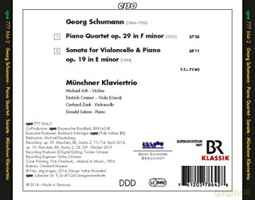 Muncher Klaviertrio: Schumann:Piano Quartet [CD]