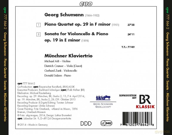 Muncher Klaviertrio: Schumann:Piano Quartet [CD]