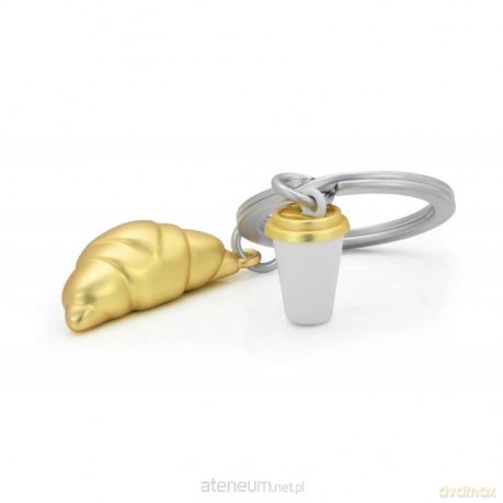 Brelok do kluczy 3D croissant z kubkiem kawy