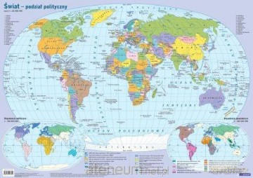 Mapa świata polityczna plansza edukacyjna
