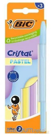 Długopis Cristal Pastel 1mm niebieski 3szt