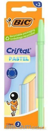 Długopis Cristal Pastel 1mm niebieski 3szt