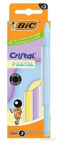 Długopis Cristal Pastel 1mm czarny 3szt