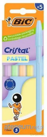 Długopis Cristal Pastel 1mm niebieski 5szt