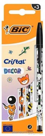 Długopis Cristal Kawaii 1mm czarny 3szt