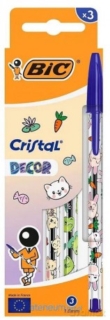 Długopis Cristal Kawaii 1mm niebieski 3szt