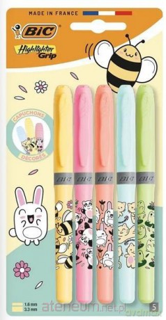 Zakreślacz Grip Pastel Kawaii mix 5szt
