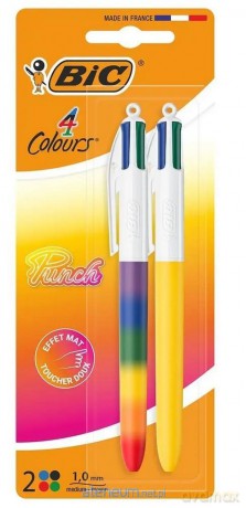 Długopis 4 Colors Punch Rainbow 1mm mix 2szt