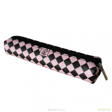 Piórnik mini prostkąt Krata pink