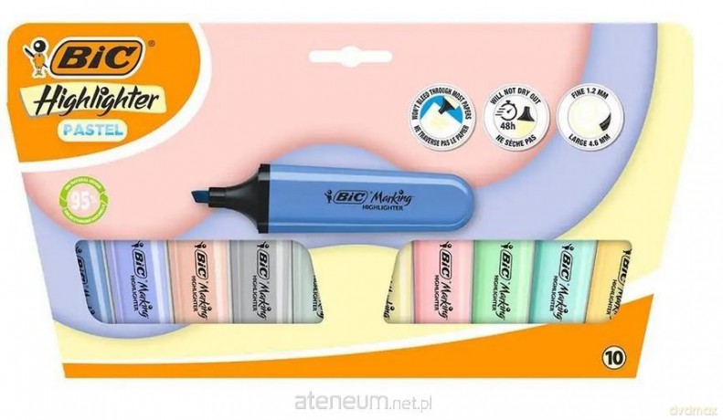 Zakreślacz Flat Pastel mix 10szt