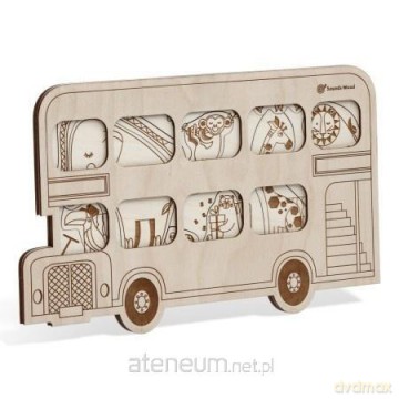 Puzzle drewniane - Czerwony autobus