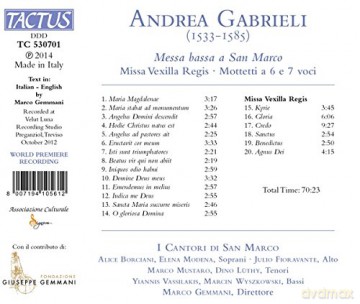 I Cantori di San Marco: Gabrieli:Messa Bassa San [CD]