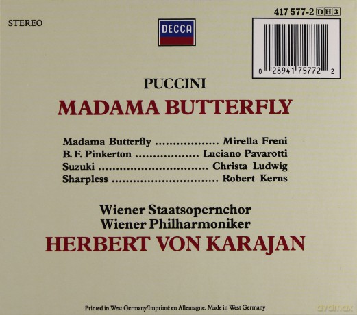 Freni,Pavarotti,Karajan: Puccini,Madama Butterfly [3CD]