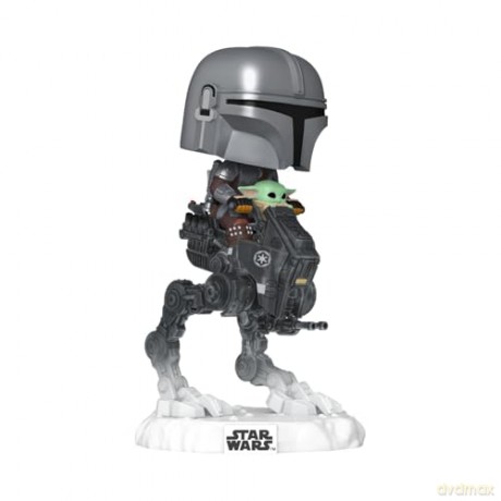 Star Wars: The Mandalorian and Grogu POP! Rides Deluxe Vinyl Bobblehead Figure The Mandalorian with Grogu in Imperial Remnant AT-RT 9 cm