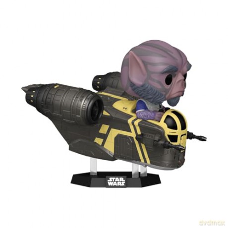 Star Wars: The Mandalorian and Grogu POP! Rides Deluxe Vinyl Bobblehead Figure Zeb Orrelios in the Razor Crest 9 cm