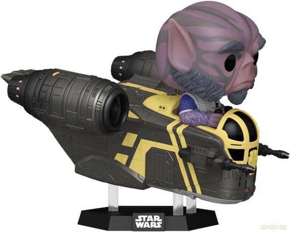 Star Wars: The Mandalorian and Grogu POP! Rides Deluxe Vinyl Bobblehead Figure Zeb Orrelios in the Razor Crest 9 cm