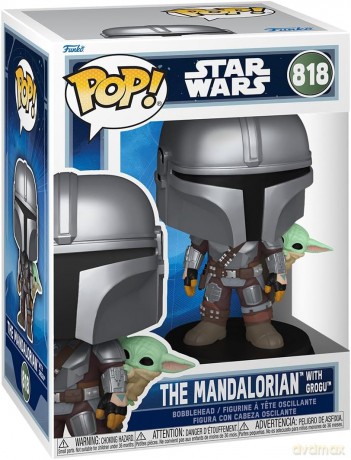 Star Wars: The Mandalorian and Grogu POP! Vinyl Bobblehead Figure The Mandalorian with Grogu 9 cm