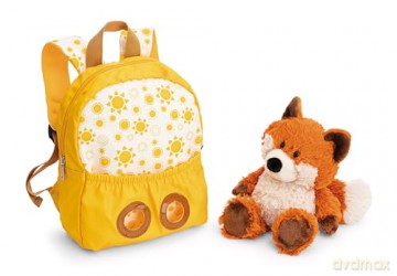 NICI Backpack with soft toy 21x26cm fox 25cm yellow