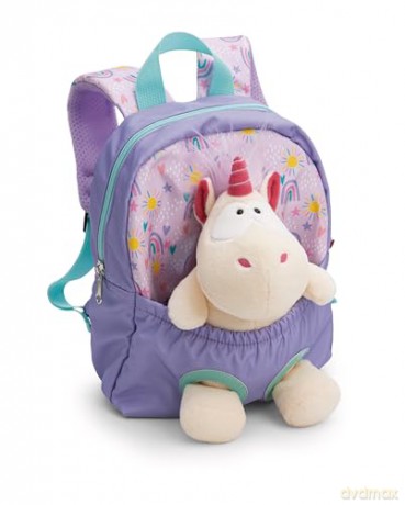 NICI Plecak z przytulanką  21x26cm jednorożec 25cm fioletowy