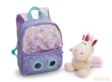 NICI Plecak z przytulanką  21x26cm jednorożec 25cm fioletowy