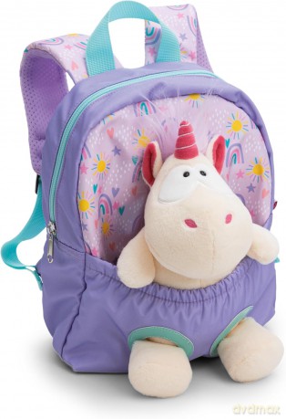 NICI Plecak z przytulanką  21x26cm jednorożec 25cm fioletowy
