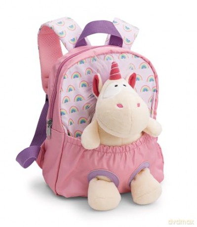 NICI Backpack with soft toy 21x26cm unicorn 25cm pink