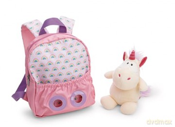NICI Backpack with soft toy 21x26cm unicorn 25cm pink