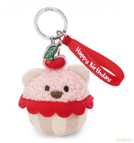 NICI Keyholder bear cupcake "Happy Birthday" 7cm on header card