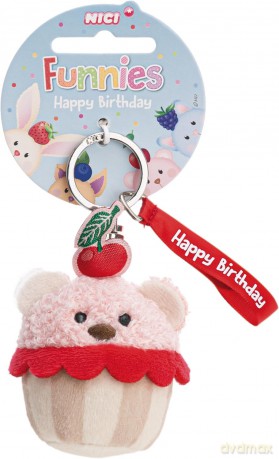 NICI Keyholder bear cupcake "Happy Birthday" 7cm on header card