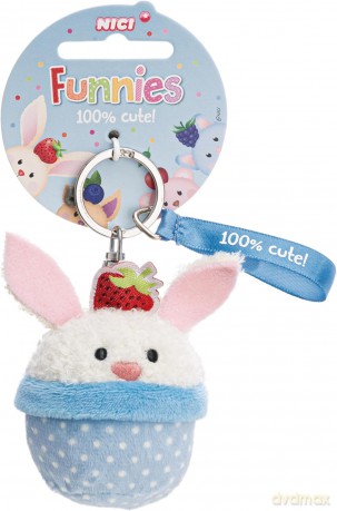 NICI Keyholder bunny cupcake "100% cute" 7cm on header card
