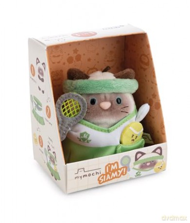 NICI mymochi przytulanka kot syjamski Siamy 8cm z piłką i rakietką do tenisa w kostiumie tenisisty