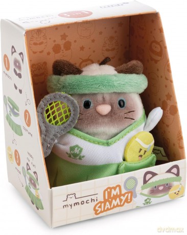 NICI mymochi przytulanka kot syjamski Siamy 8cm z piłką i rakietką do tenisa w kostiumie tenisisty