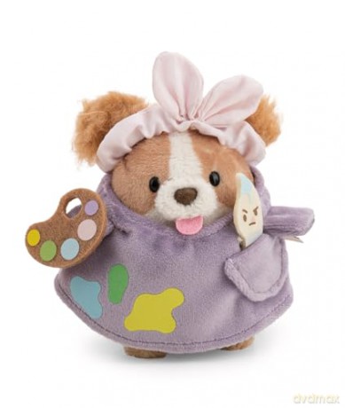 NICI mymochi przytulanka spaniel Brushy 8cm z pędzlem i paletką w kostiumie malarza