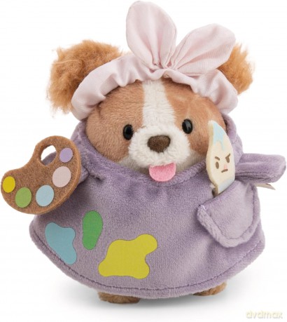 NICI mymochi przytulanka spaniel Brushy 8cm z pędzlem i paletką w kostiumie malarza